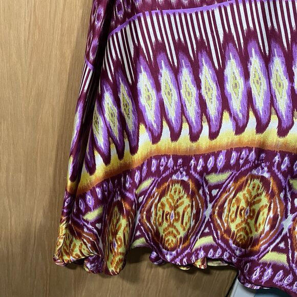 Pyramid Collection Colorful Maxi Dress Boho Handkerchief Hem Resort Women's M - Picture 4 of 5